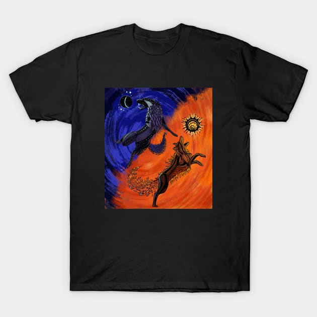 Hati & Skoll Redux (full color) T-Shirt by manicgremlin